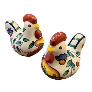 Vintage Rooster & Fruits Salt & Pepper Shakers Style Eyes by Baum Brothers